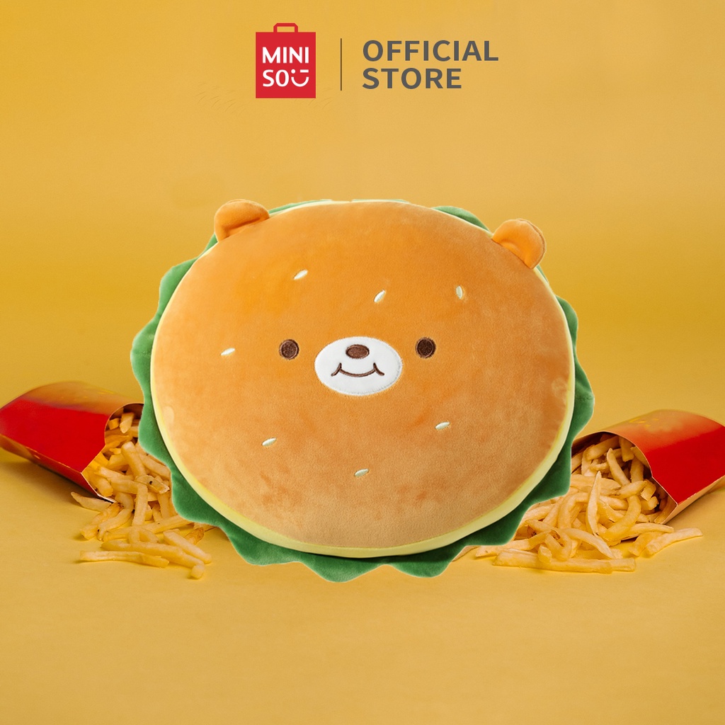 MINISO thú bông hamburger nhồi bông gối tựa lưng bánh hamburger đồ chơi