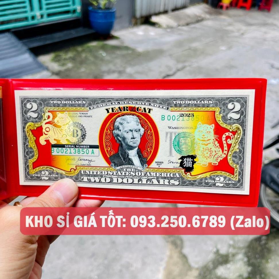 [SỈ] Lì xì tết Tờ 2 USD Mạ Vàng Hình Con mèo 2023 Mỹ , kỷ niệm sưu tầm lì xì Tết Quý Mão , 2 Đô Hình Con mèo