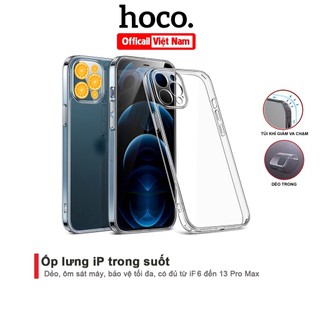 Ốp lưng trong suốt HOCO dành cho Táo, chất liệu Silicon Dẻo CHỐNG VÀNG Ố, ôm sát, bảo vệ camera