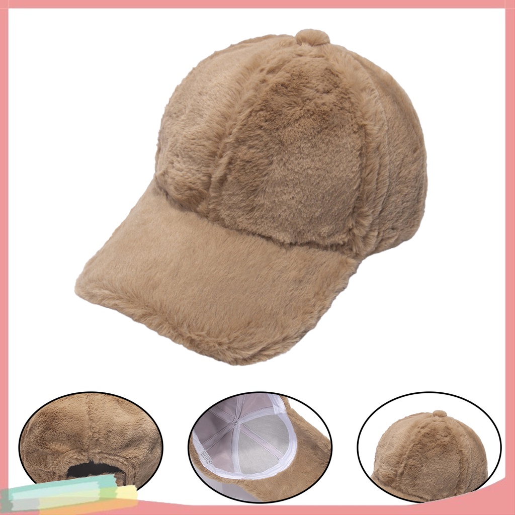 Mũ lưỡi trai lông giả màu trơn thời trang cho nam nữ