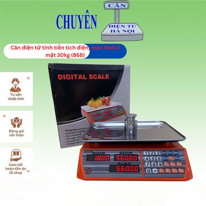 Cân Tính Tiền Điện Tử Tự Động 2 Mặt Hiển Thị 30kg (868) Chuyên Dùng Cân Hoa Qủa, Thực Phẩm - CÂN ĐIỆN TỬ HÀ NỘI