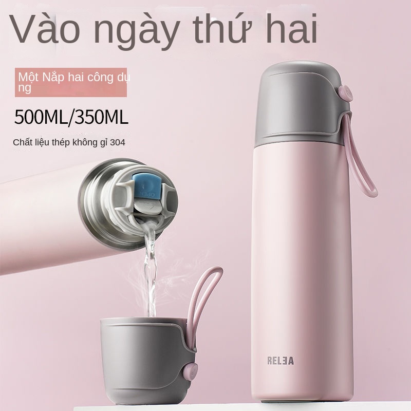 Bình Nước Giữ Nhiệt Bằng Thép Không Gỉ 304 Phong Cách Hàn Quốc