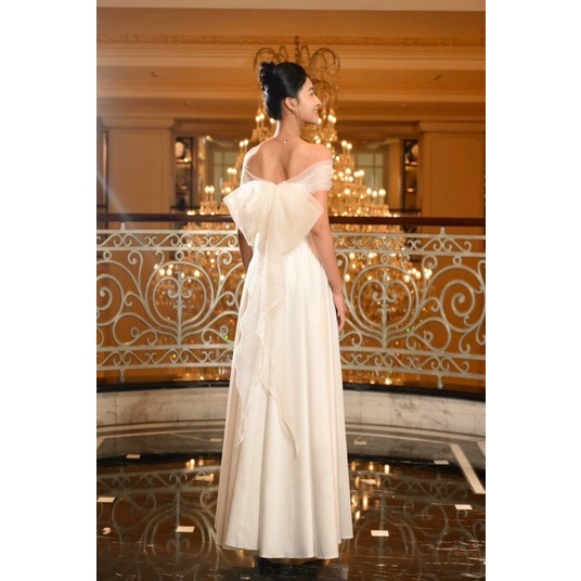 MS1360Y ĐẦM XOÈ BẸT NƠ VAI XINH XẮN full size S /M/L/XL ( nhận may theo số đo)