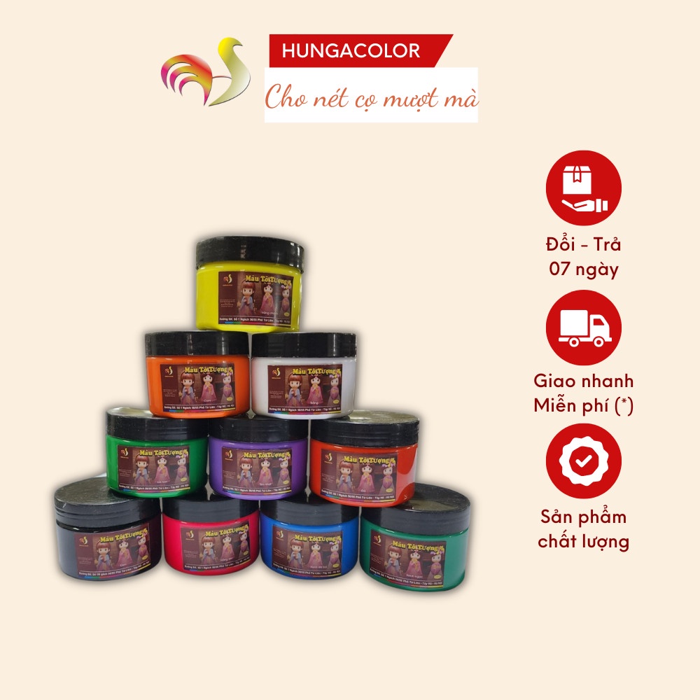 Hũ Màu Tô Tượng 350ml Hungacolor Dạng Đặc Màu Sắc Bóng Đẹp Chuyên Nghiệp