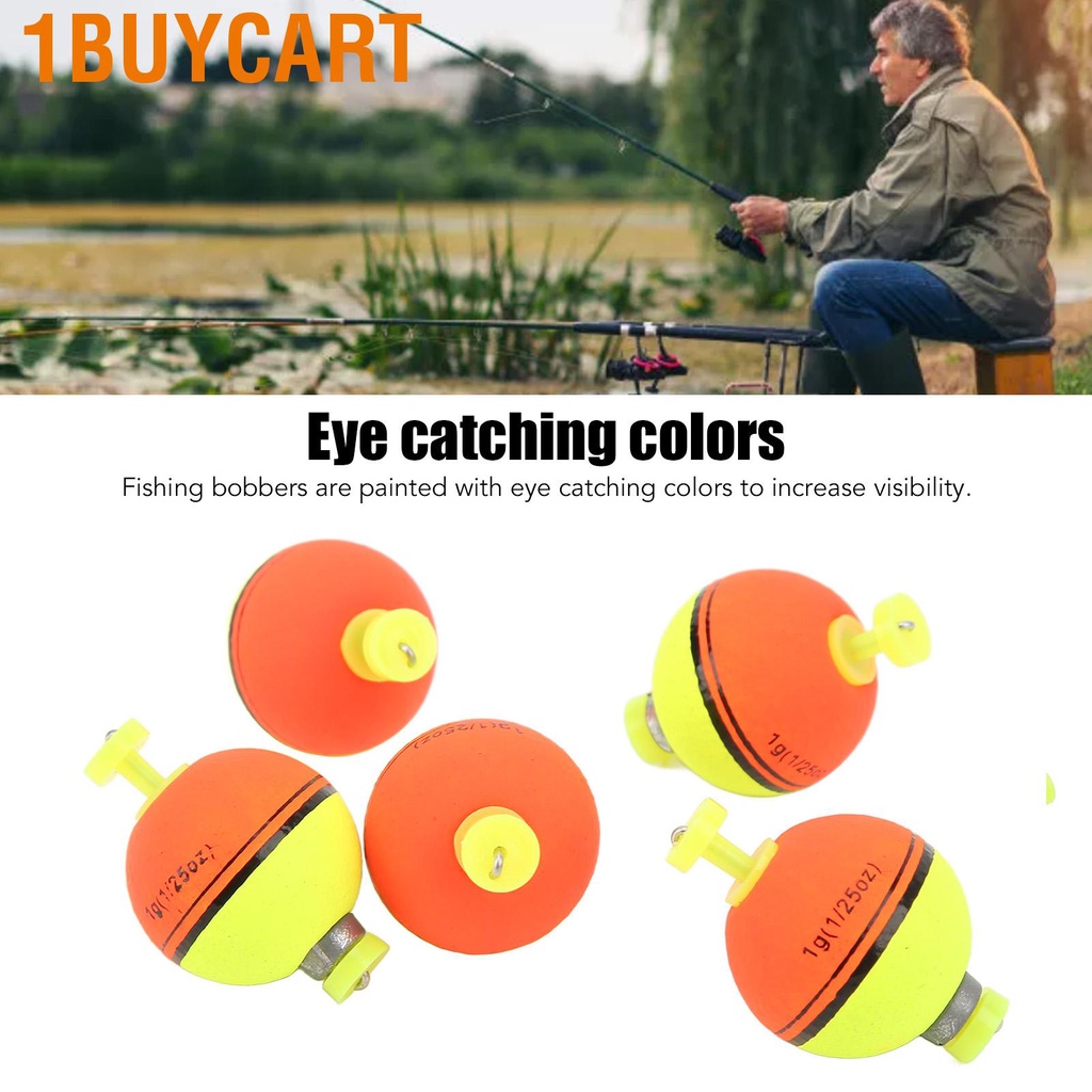 1buycart 5Pcs EVA Foam Fishing Float Bobbers Round Floats Drift for Freshwater Saltwater