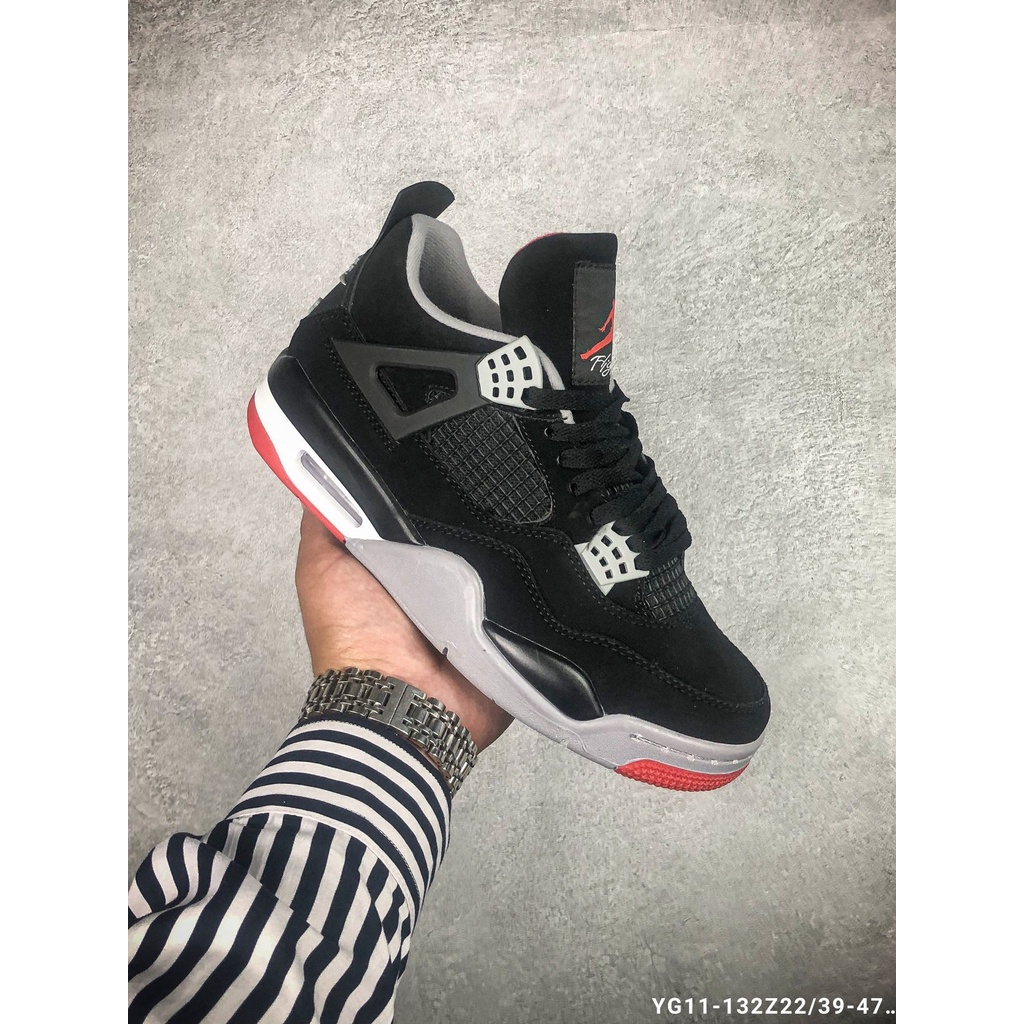 Giày Bóng Rổ Nike2023 Air Jordan 4 Màu Trắng Đen Phong Cách Retro Cho Nam
