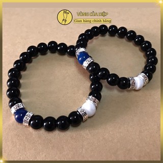 Vòng tay phối hạt đá Agate Xanh-Trắng hợp mệnh Kim, Thuỷ và Thổ, phụ kiện thanh lịch, tinh tế