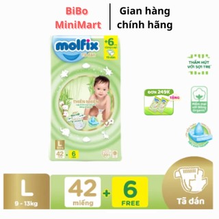 Tã/bỉm dán molfix thiên nhiên jumbo l - gói 42+6 miếng