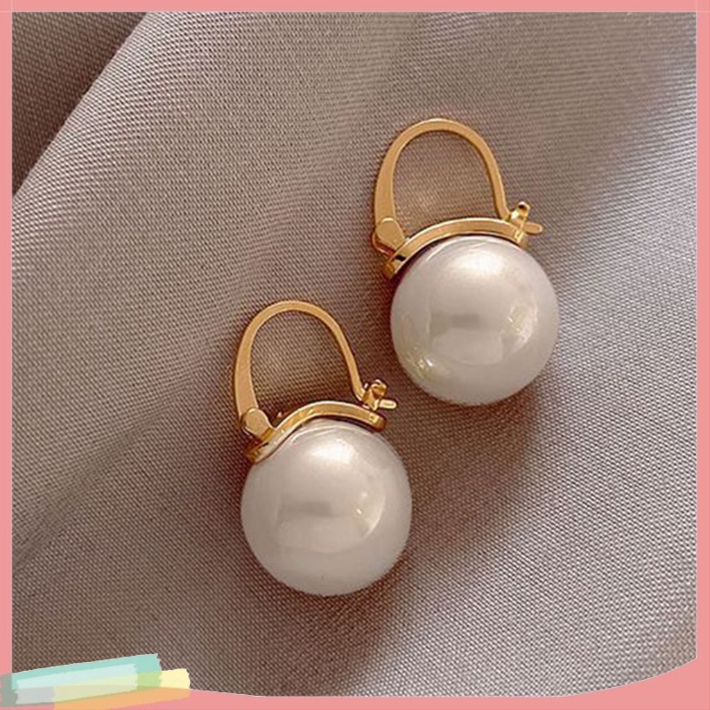 Đôi bông tai hình học đính ngọc trai giả thời trang cho nữ