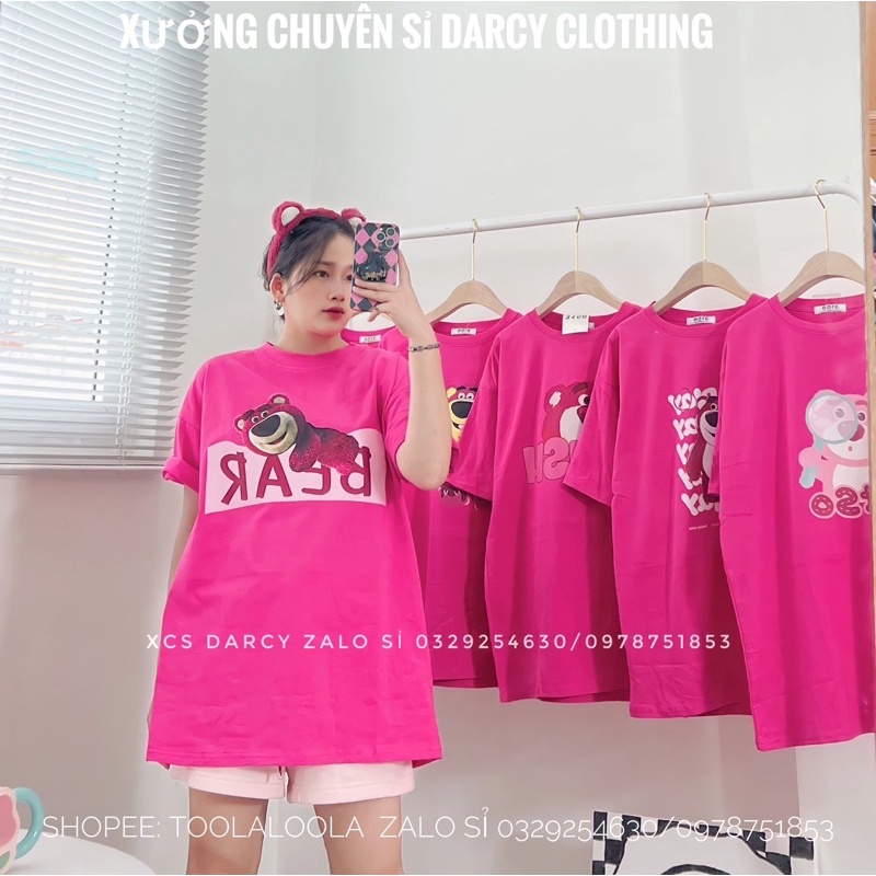 Set bộ gấu beer lớn 🎀 FREESHIP 🎀 set bộ áo phông hồng sen + short đùi hoa nữ siêu đáng yêu
