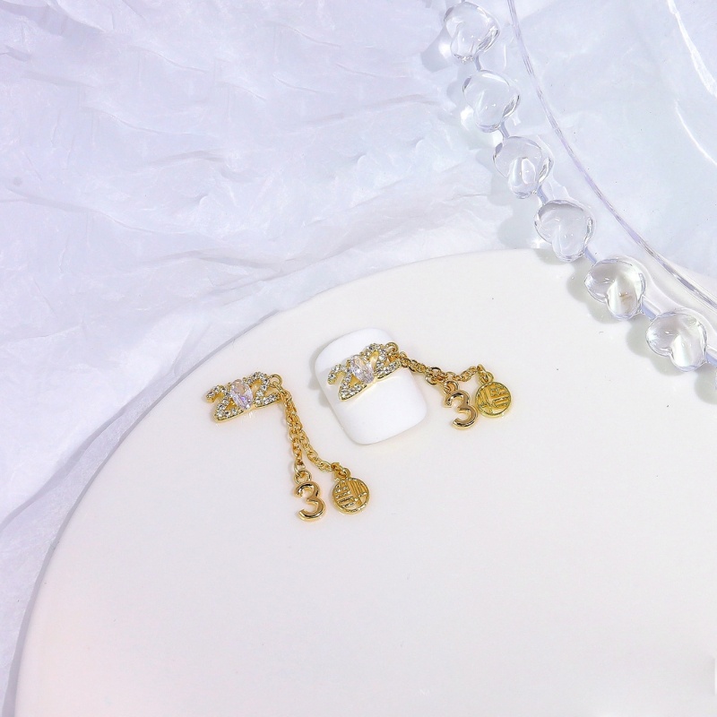 Phụ Kiện Đính Trang Trí Móng Nghệ Thuật Bằng Hợp Kim Màu Vàng / Bạc