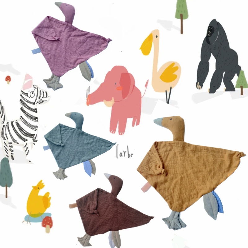 Khăn Tay Nhiều Lớp Kiêm Yếm Ăn Hình Động Vật Dễ Thương An Toàn Cho Bé Trai Và Gái Mới