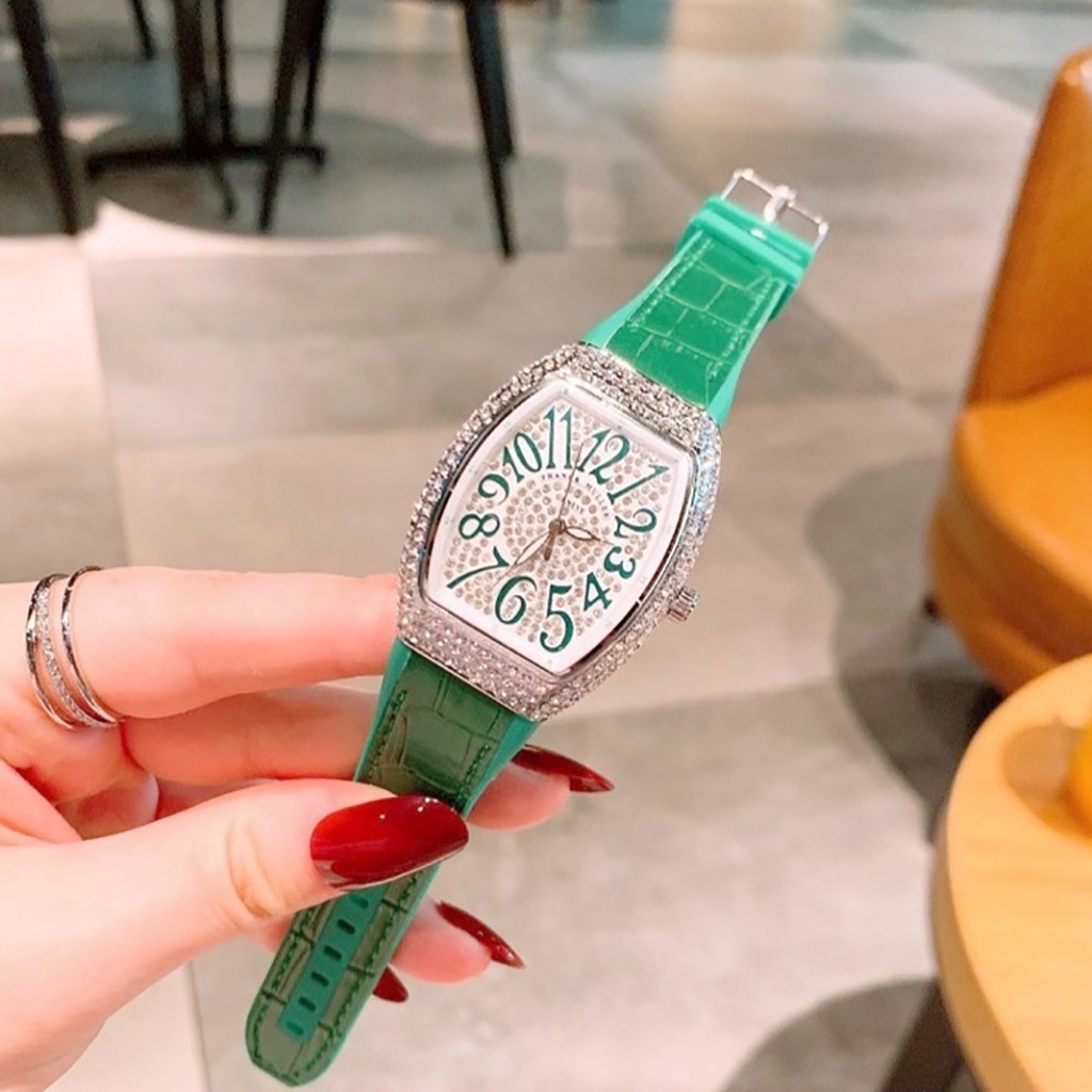 Đồng hồ nữ Franck muller full đá, dây da cao cấp sang trọng - Frank muller geneve bảo hành 12 tháng
