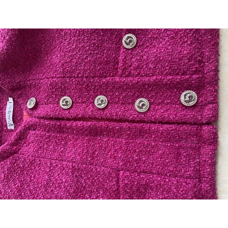 Áo Khoác Dạ Tweed Cao Cấp màu Hot Pink nổi bật Trendy 2022