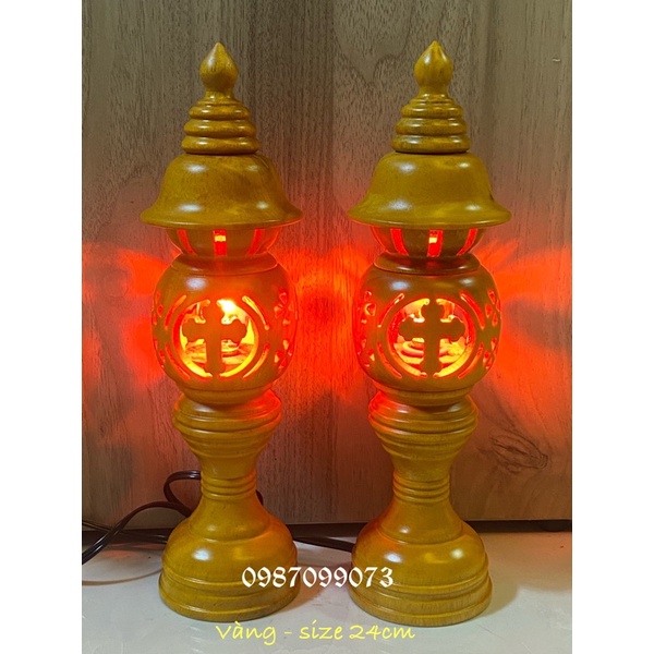 đèn thờ gỗ thánh giá kèm bóng (giá bán /1 cái)
