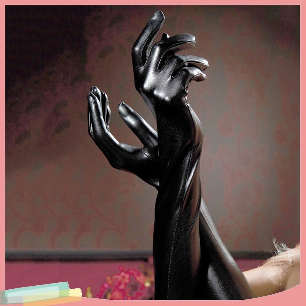 Đôi găng tay kiểu giả da màu trơn thời trang gợi cảm dành cho nữ