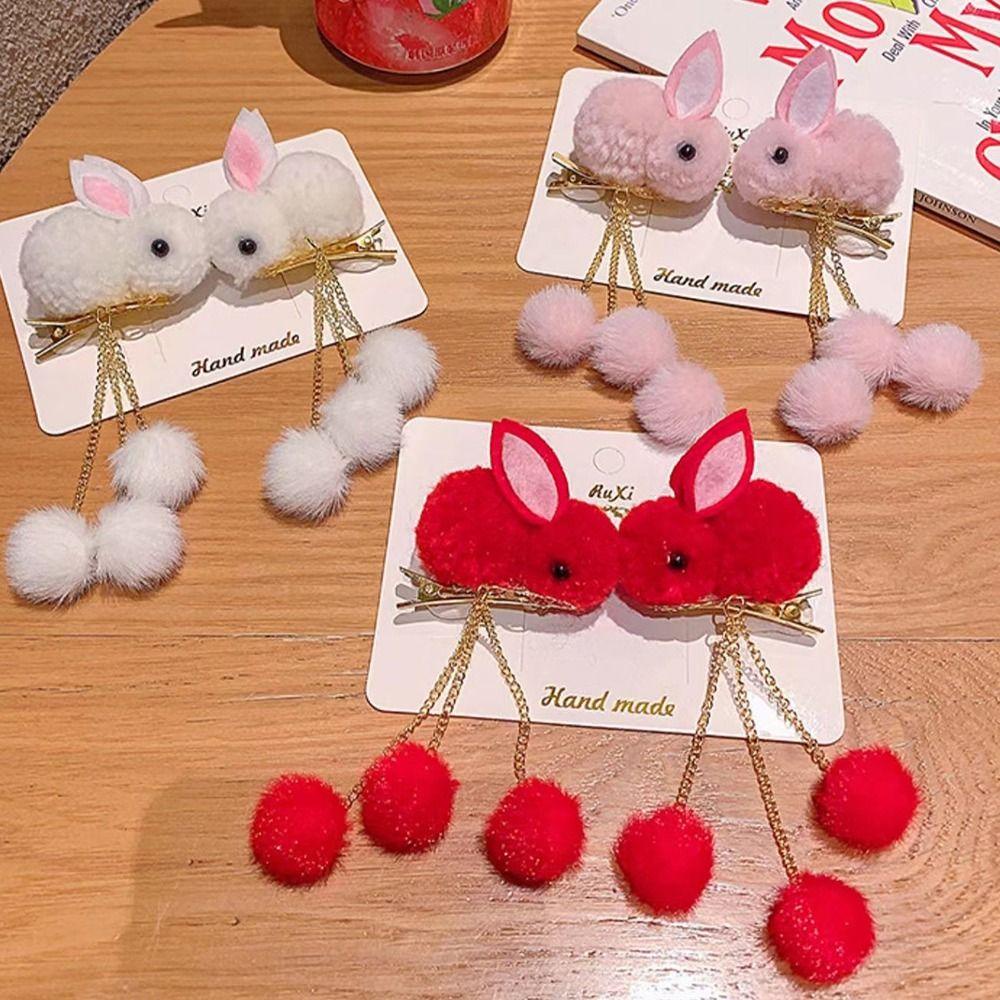 Kẹp Tóc Dây Xích Dài Gắn Quả Bông Phong Cách Retro 26Eddie