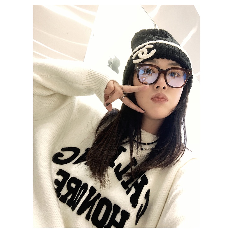 ZHELIHANGFEI Áo Sweater Tay Dài Dáng Rộng In Chữ Phong Cách Preppy Dễ Phối Đồ