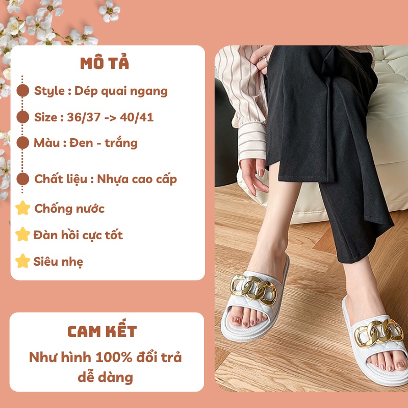 Dép lê nữ quai ngang quai xích, Dép kiểu nữ đế bằng hottrend 2023 chất liệu nhựa cao cấp bền đẹp sành điệu - 3243