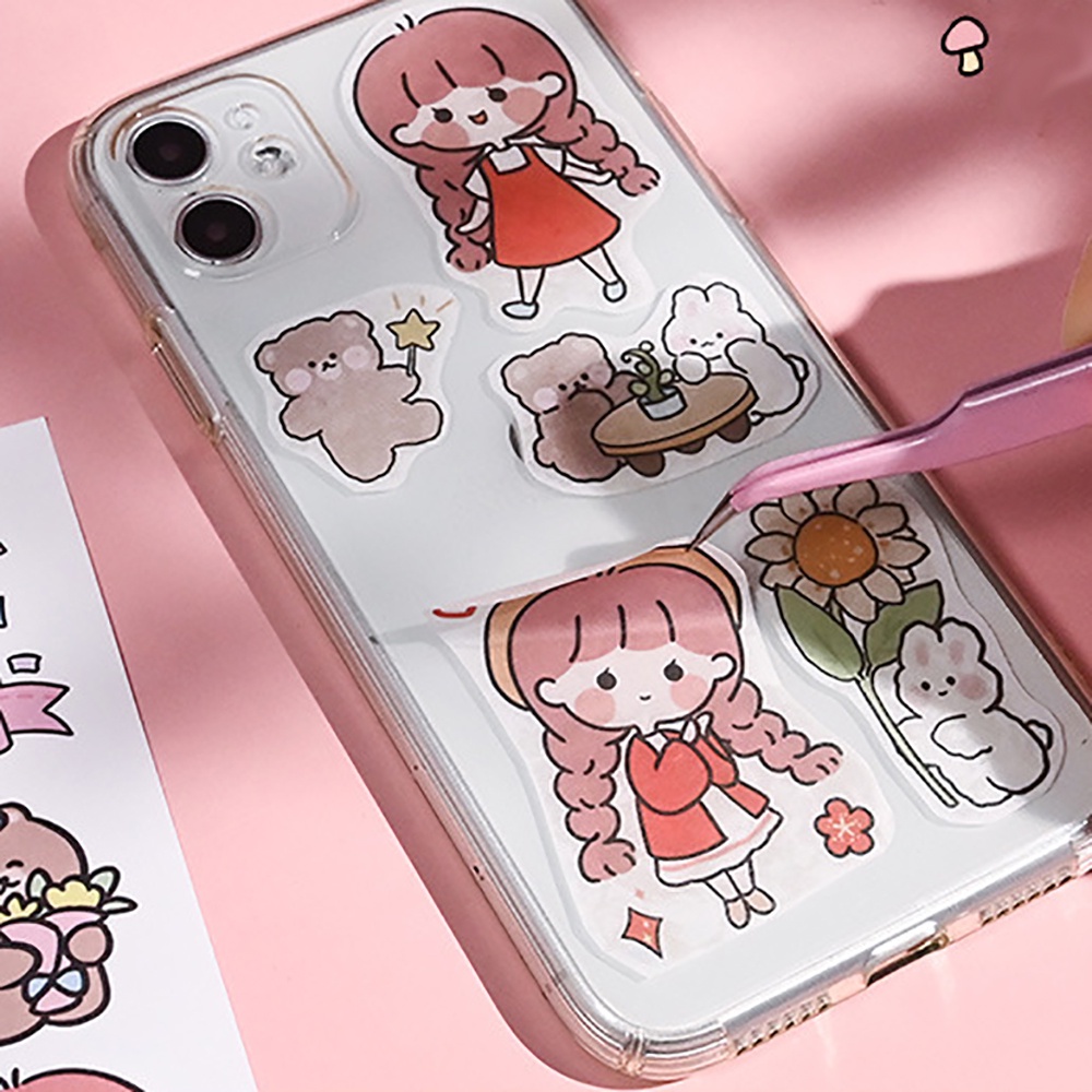 Bộ 50 Miếng Dán Trang Trí Sổ Tay DIY Bằng PET Dễ Thương