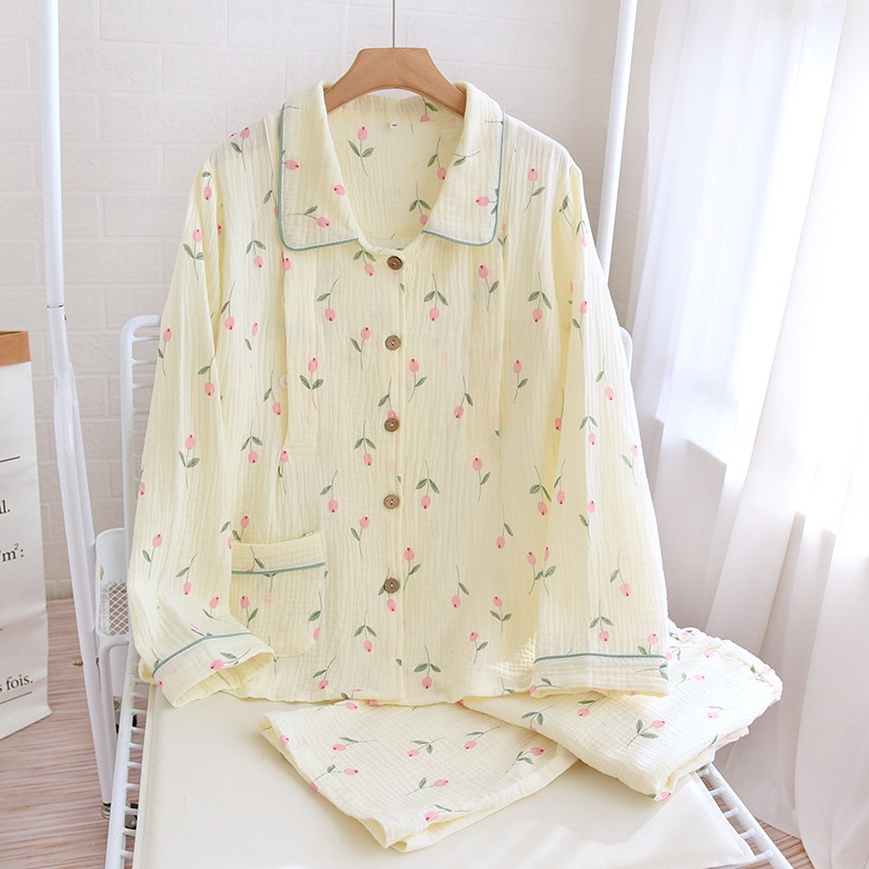 Bộ pijama mặc bầu và sau sinh xô nhật cao cấp - mẫu Hoa TULIP