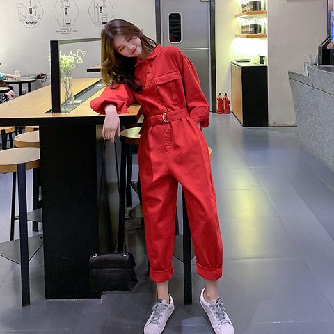 Áo Liền Quần Dáng Rộng Phong Cách Hàn Quốc Thời Trang Xuân Thu 2022 Mới Cho Nữ