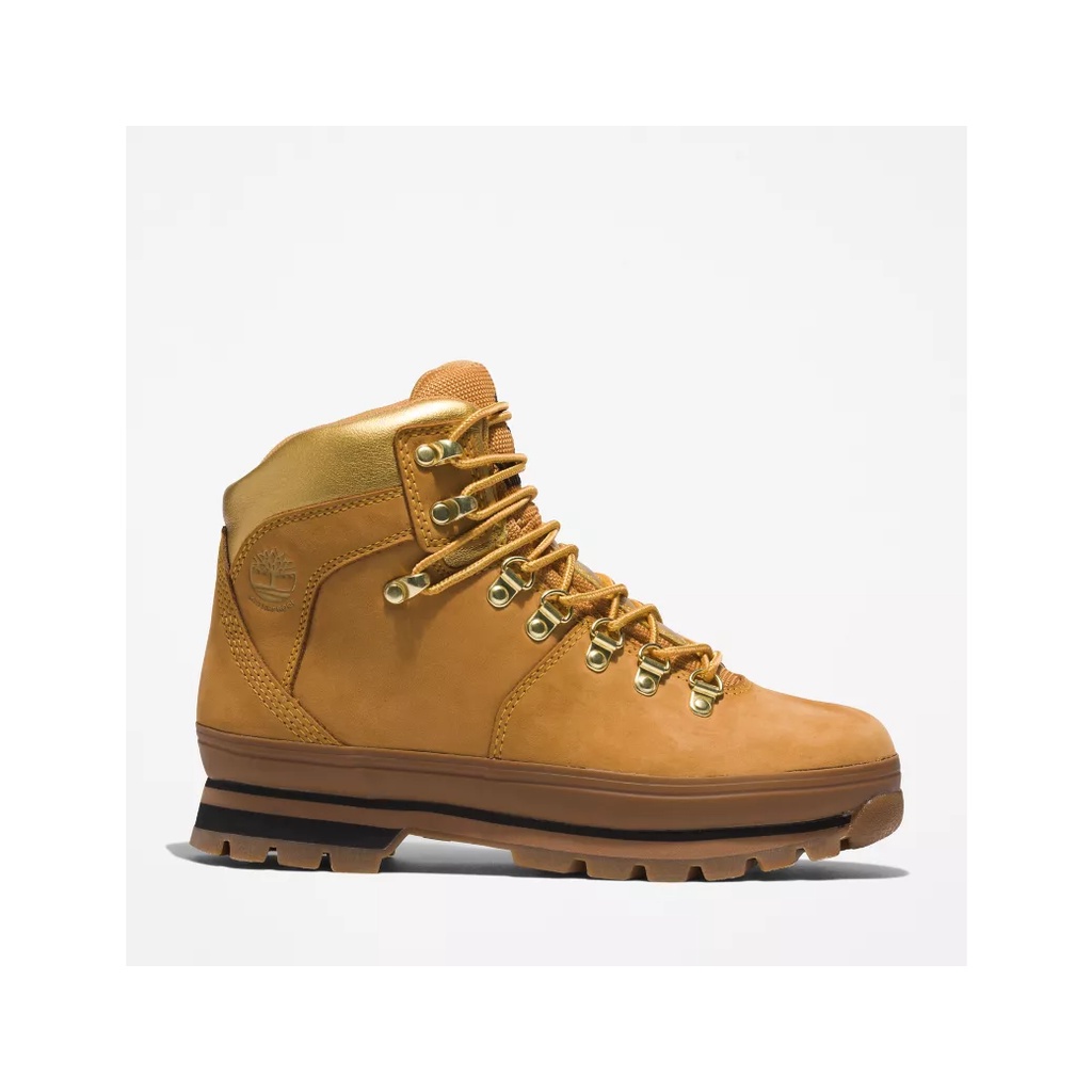 Timberland Euro Hiker Waterproof Hiking Boots, Boots da nam nữ chống nước, giày da dã ngoại cao cấp màu Wheat Nubuck/Gol