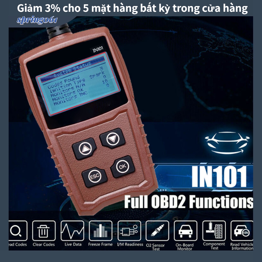 [Hàng Sẵn] Máy quét OBD2 Bộ đọc mã lỗi động cơ Công cụ chẩn đoán cầm tay đa chức năng dành cho ô tô 【Spring061】