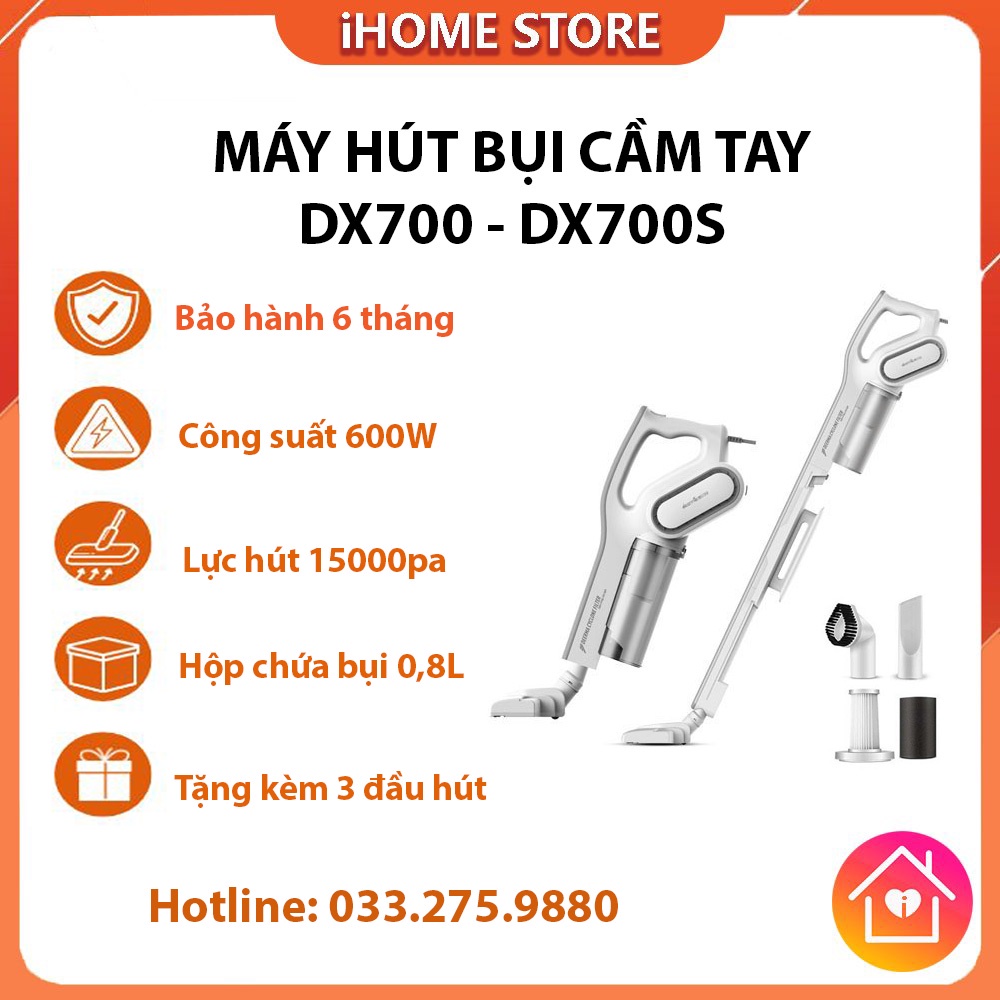 Máy hút bụi cầm tay có dây Xiaomi Deerma DX700/DX700S thế hệ mới công suất lớn 600W lực hút mạnh mẽ 15000pa