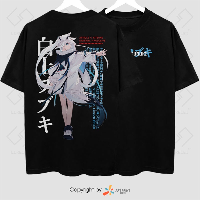 Áo thun Hololive Shirakami Fubuki Digital Art  ngắn tay