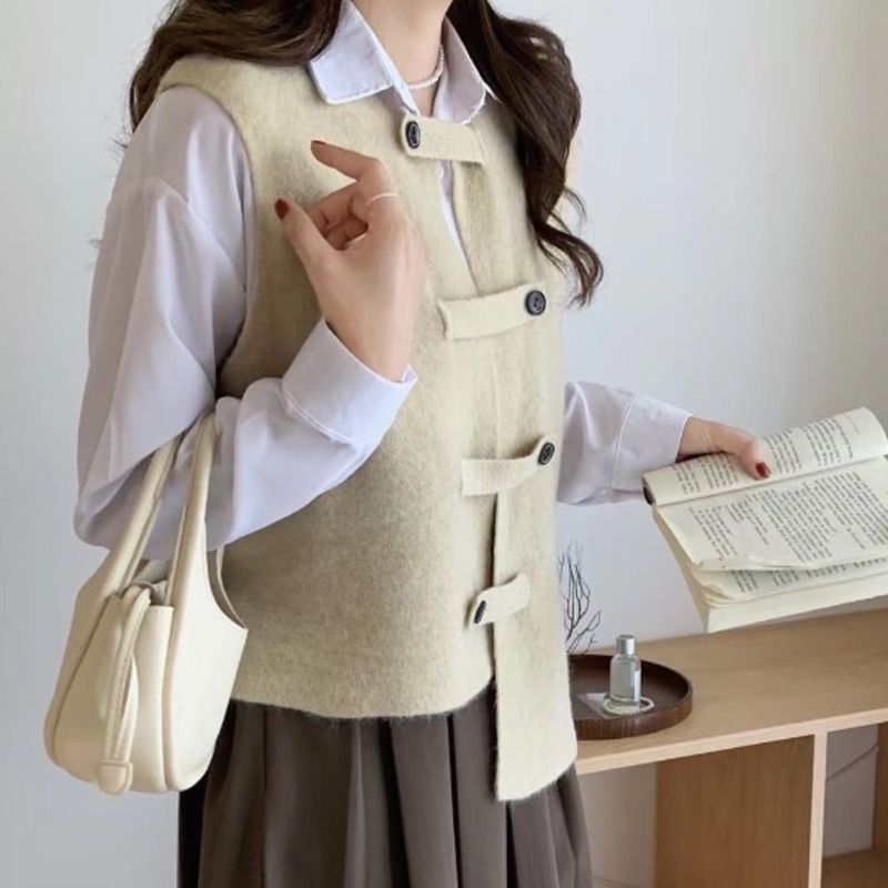 Áo Len Không Tay Phong Cách Hàn Quốc Cổ Điển Dành Cho Nữ