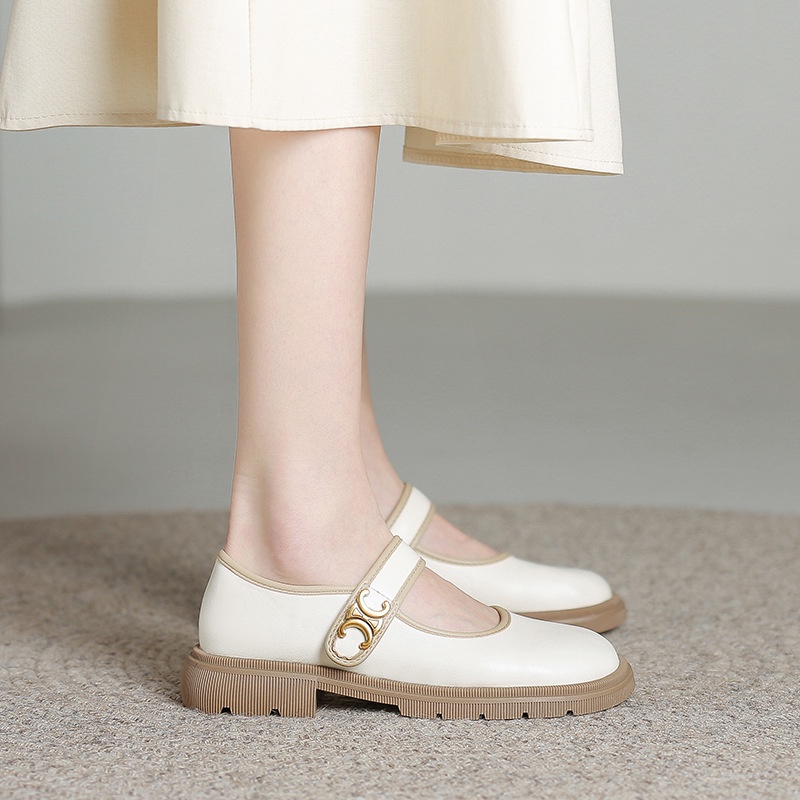 Giày Búp Bê Mũi Tròn Đế Dày Phong Cách Retro Cho Nữ Size 41-43