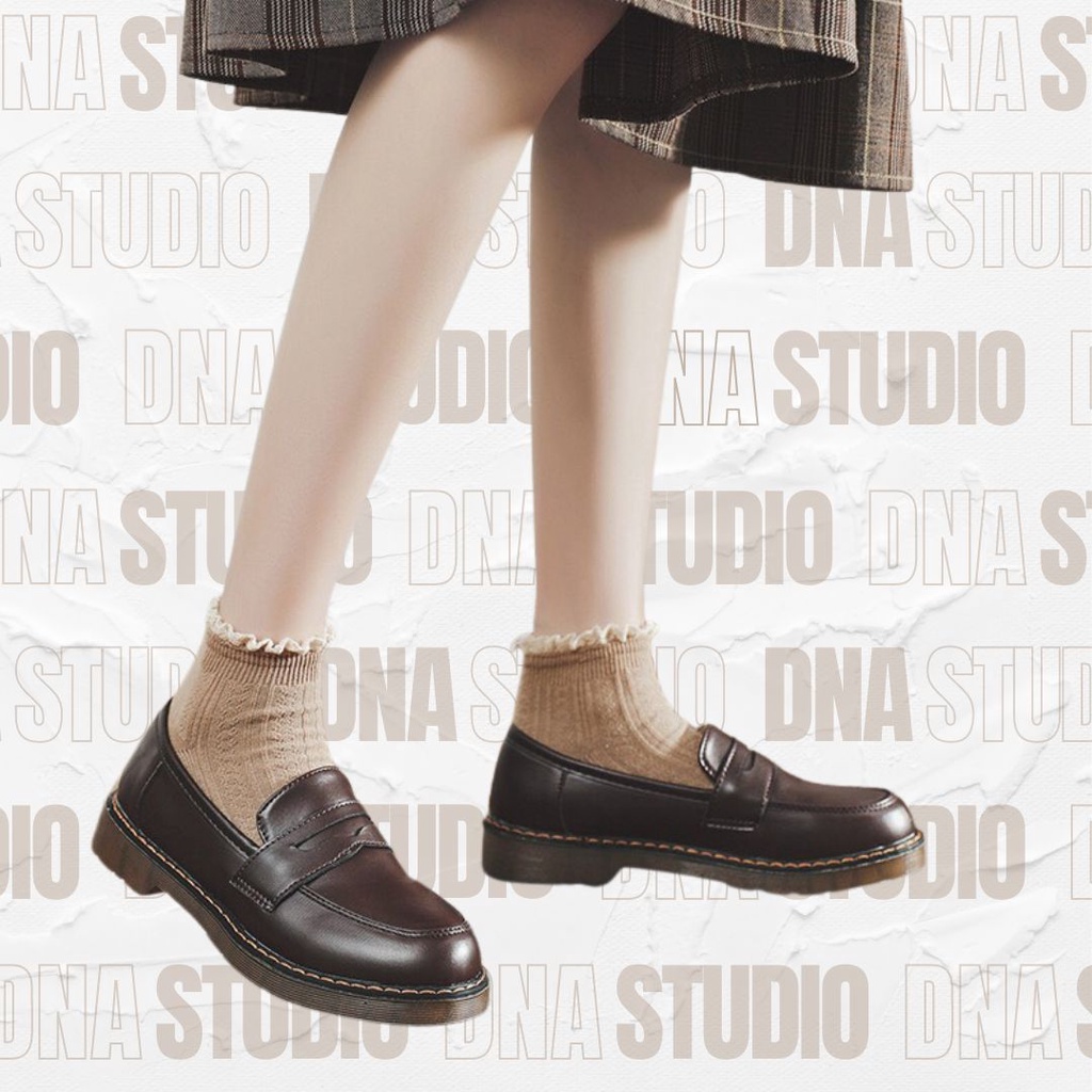 Giày lười loafer phong cách Harajuku nữ sinh Nhật Bản