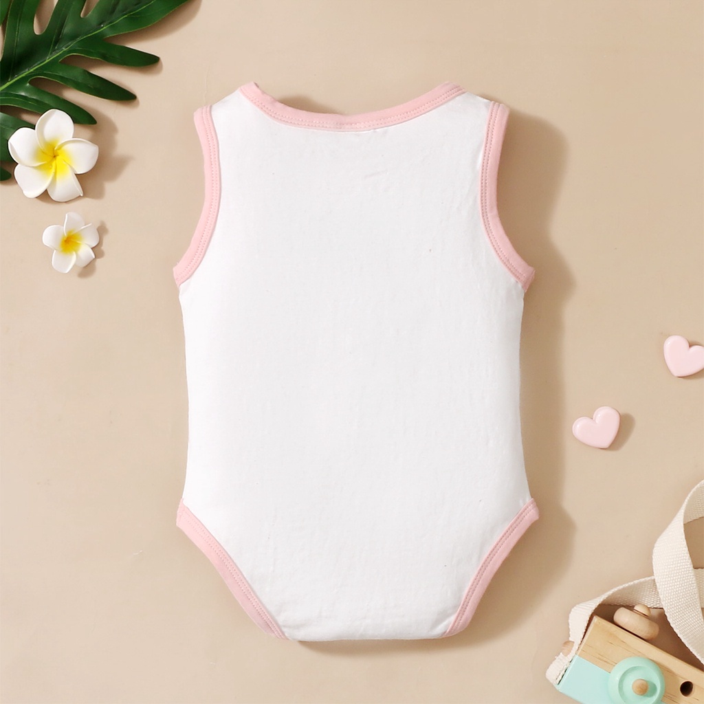 Áo liền quần MIKRDOO chất liệu cotton không tay in họa tiết trái tim xinh xắn cho bé sơ sinh