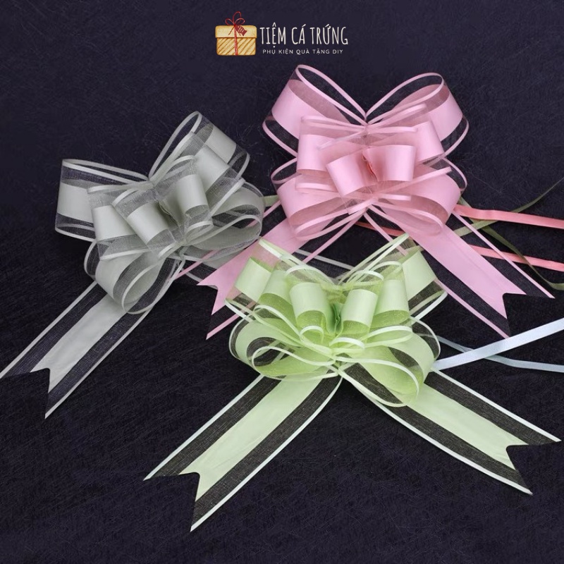 [N08] [SET 10C] [SIZE NHỎ 30] Nơ Rút Trang Trí Hộp Quà Cánh Bướm Voan Trơn Size Nhỏ 12*16cm  - Tiệm Cá Trứng - SET 10C