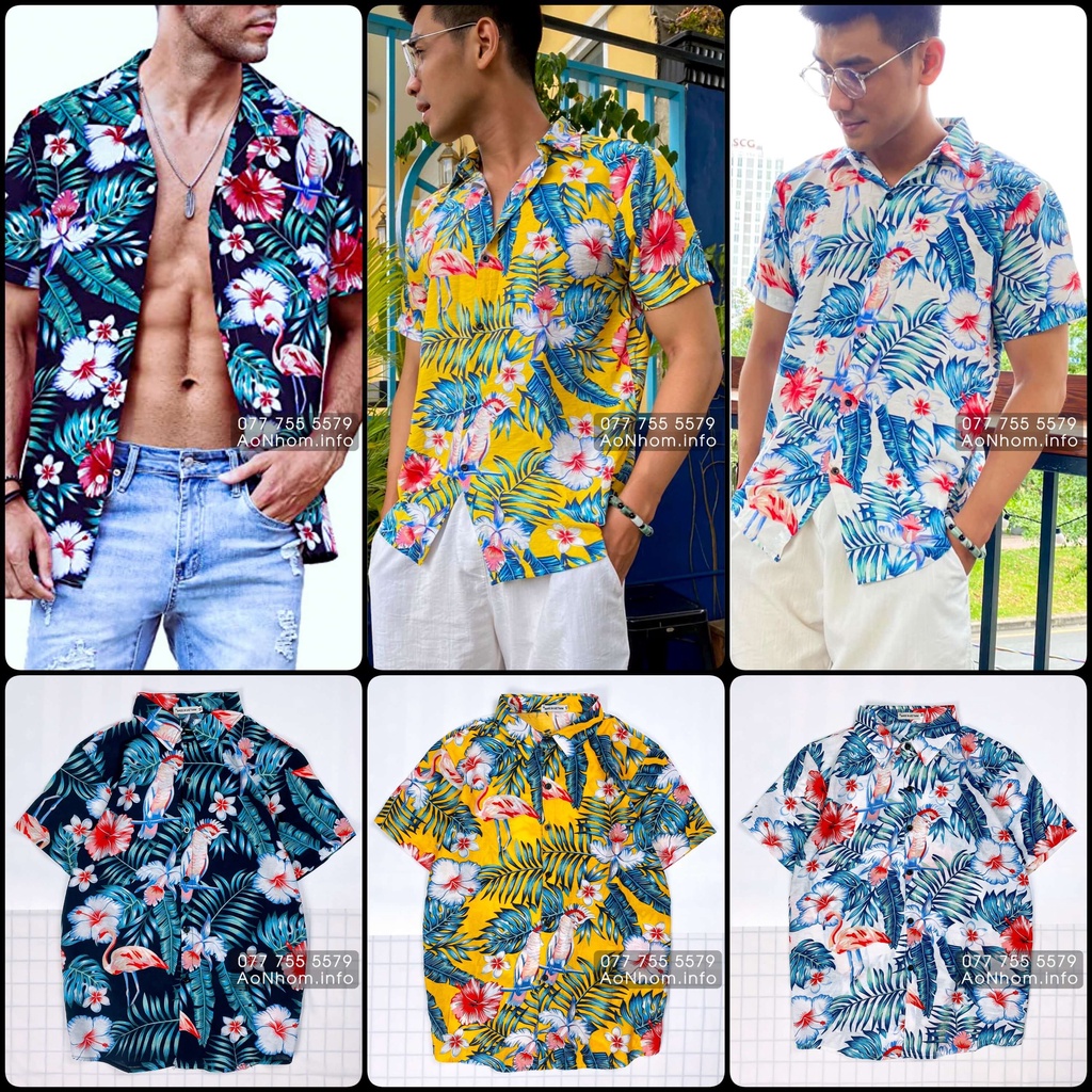 Áo Đi Biển Họa Tiết Hoa Lá Vải Đũi Tơ Thoáng Mát