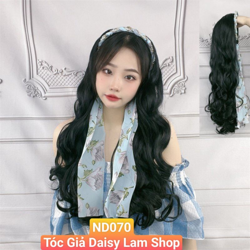 TÓC GIẢ NỬA ĐẦU DÂY RUY BĂNG DÀI ĐÍNH NGỌC HOT TREND ND070