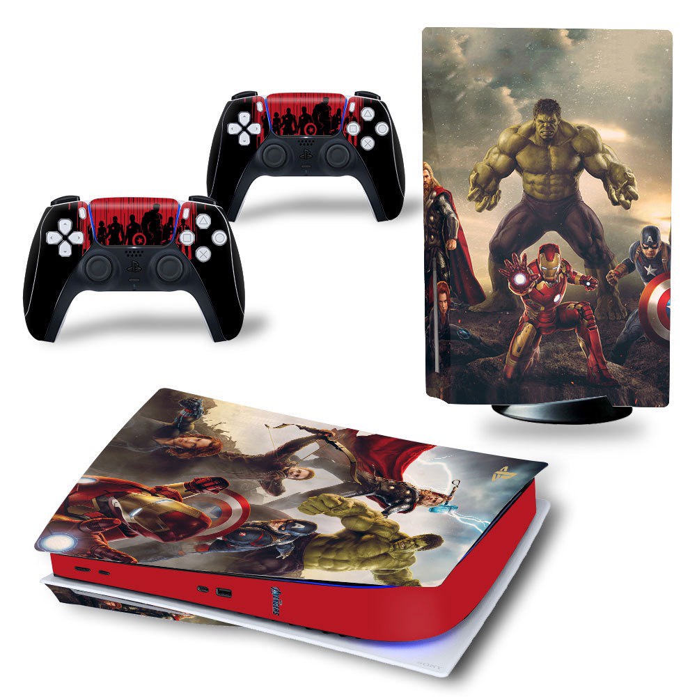 Bộ Dán Skin Decal Siêu Anh Hùng Bảo Vệ Máy Game Và Tay Cầm PS5 Cho Máy Game Playstation 5