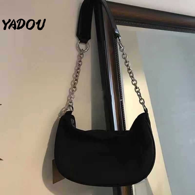 Túi xách YADOU vải nylon màu đen phong cách cổ điển thời trang cho nữ