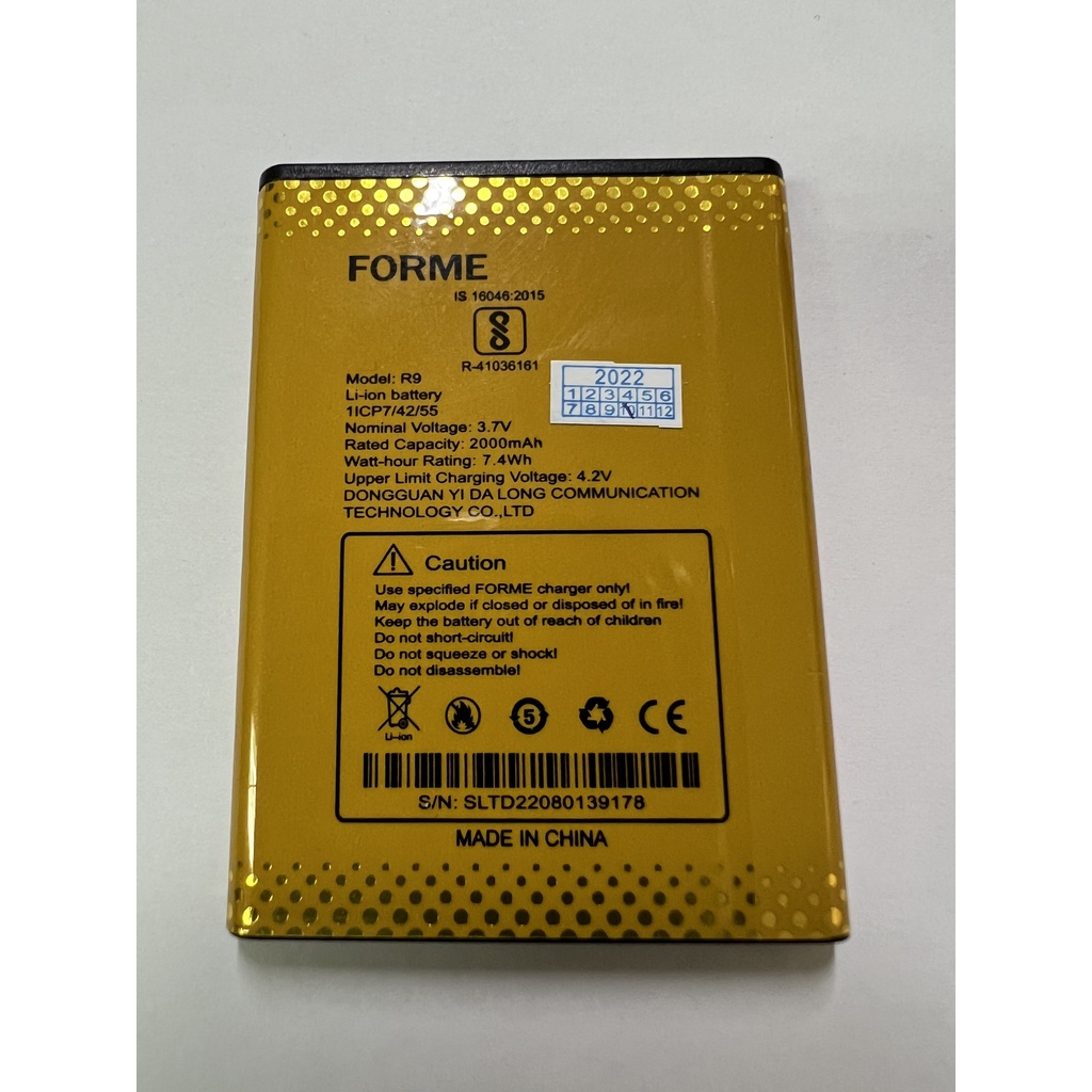 Pin Forme F6, dung lượng pin 2000mAh