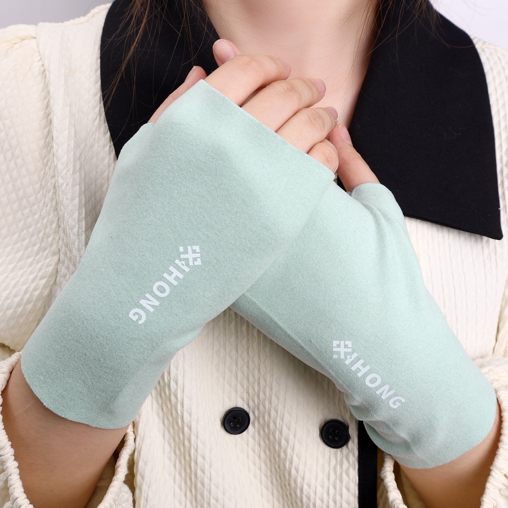 Găng Tay Thể Thao Hở Ngón Vải Lông Cừu Mềm Mại Chống Gió Chống Thấm Nước Màu Trơn Trọng Lượng Nhẹ Giữ Ấm Mùa Đông Thời Trang