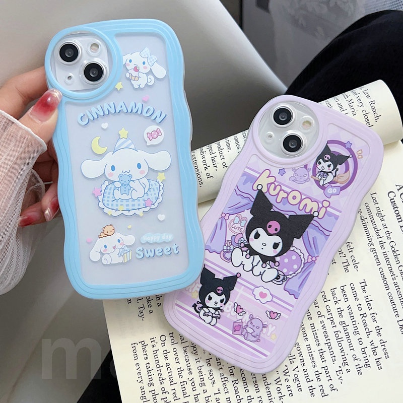 Cartoon Casing Samsung Galaxy A54 A34 A24 A14 A12 A04 A73 A53 A52 A52S A33 A32 A23 A72 A22 A13 4G 5G A03S A02S A11 A02 A03 A51 A50 A50S A30S A20 A30 A20S A10S A21S M22 M32 M12 M11 M02 Cute Waves Edge Cinnamon Kuromi Fine hole Clear Soft Phone Case STB 15