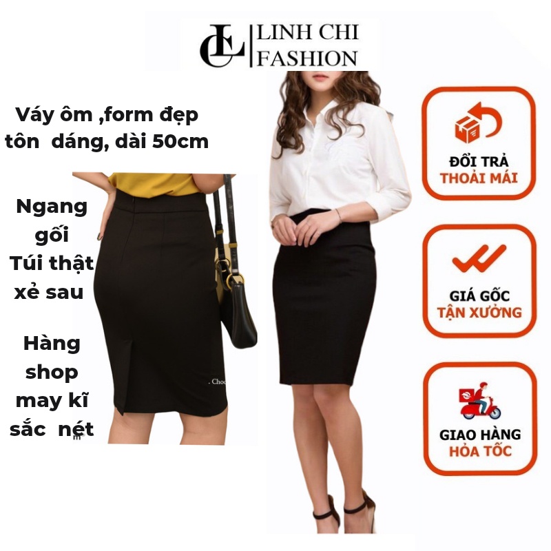 Chân Váy Công Sở Cao Cấp Linh Chi Form Đẹp Mặc Cực Tôn Dáng Có Xẻ Sau Và Dây Kéo Sau Lưng Được Đổi Trả Thoải Mái Cv28