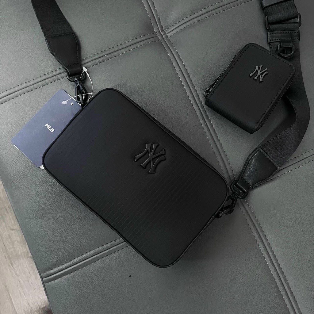 Túi đeo chéo nam nữ Unisex MLB  Bagsling logo NY kim loại cao cấp form ngang Hàng QCXK Cao cấp có túi tiddy thời trang
