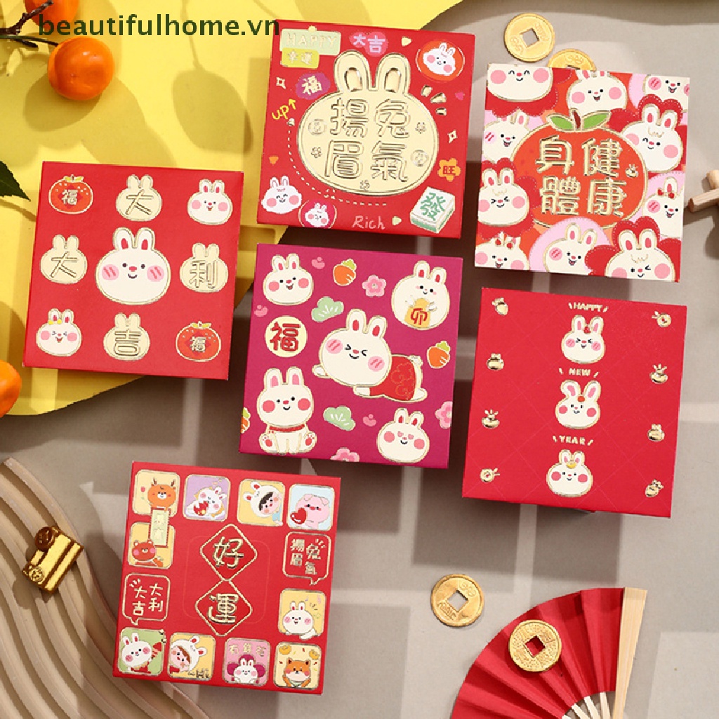 [beautifulhome] 6pcs Chinese New Year 2023 Rabbit Red Envelopes New Year Red Packet Spring Festival Money Pouch Hongbao Red Gift Envelope [beauty]