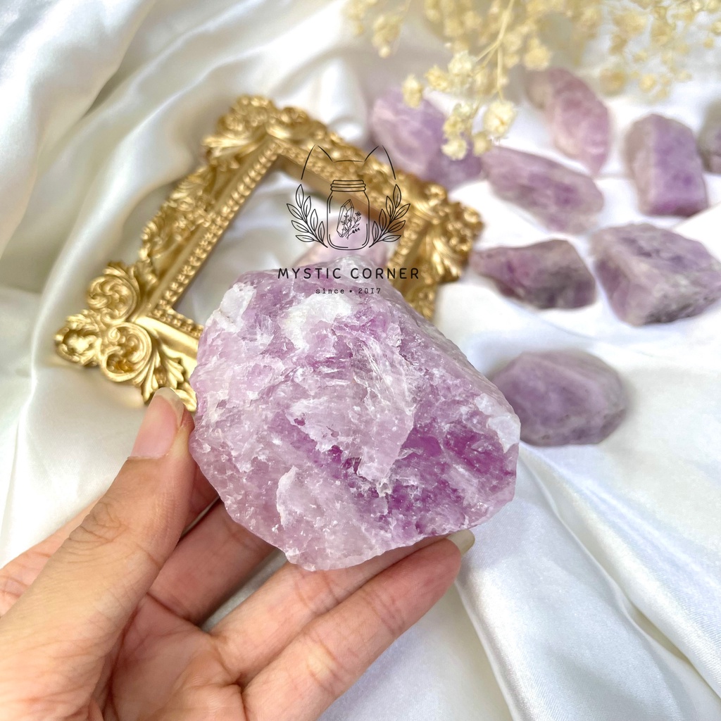 Đá thô Kunzite tự nhiên hỗ trợ xoa dịu tinh thần, đá thanh tẩy Tarot, đá phong thủy reiki