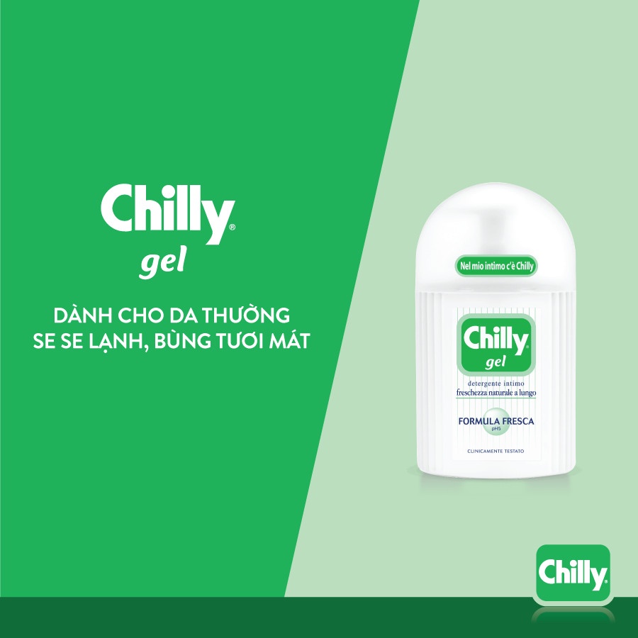 Combo 2 Dung dịch vệ sinh phụ nữ Chilly Gel 200ml + Delicato 50ml dưỡng ẩm, bạc hà se se lạnh chống mùi suốt 24h