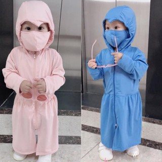 Rập may áo chống nắng toàn thân cho bé