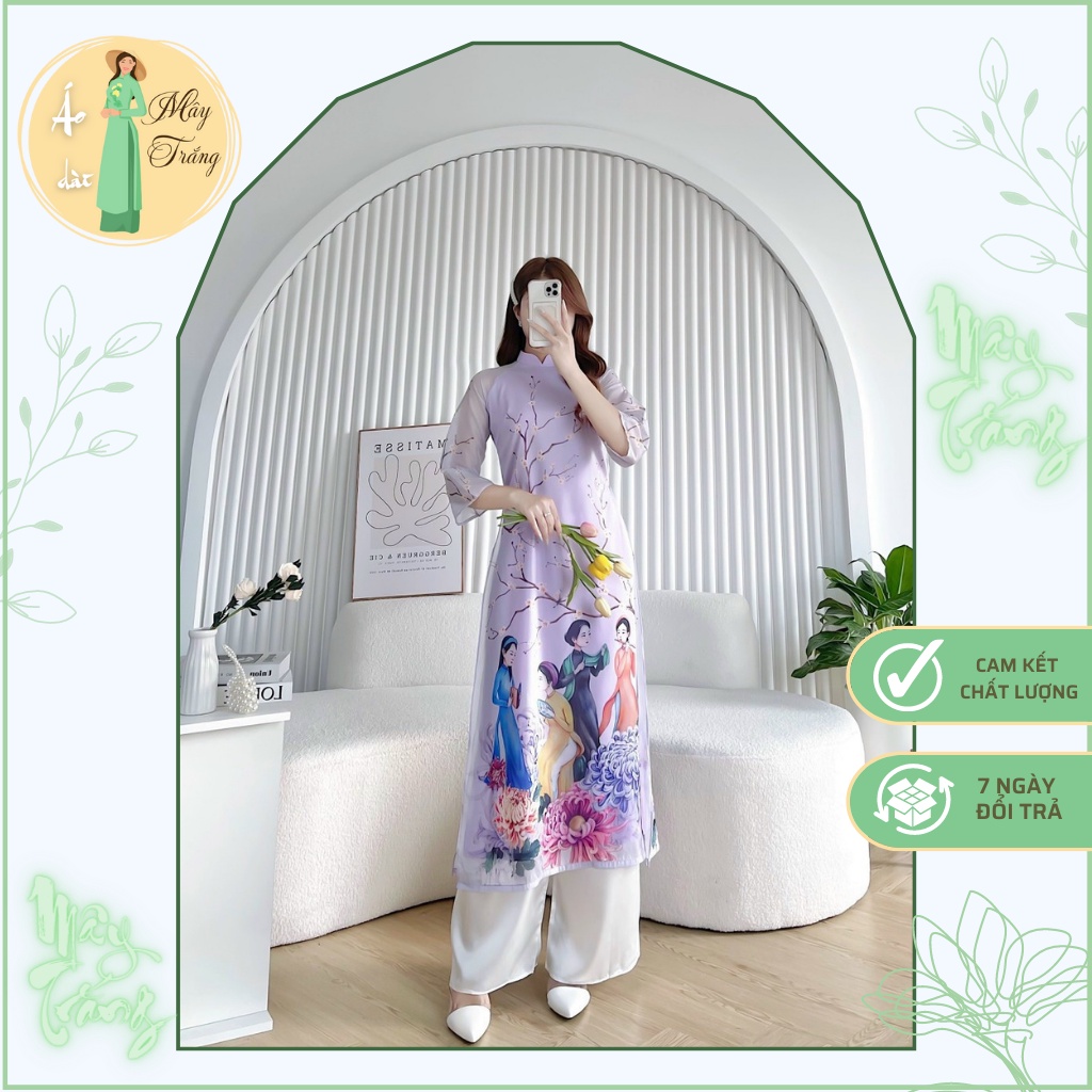 Áo dài cách tân màu tím🍄 Áo dài in 3D siêu đẹp 🍄ảnh chụp thật 🍄Modern Ao Dai