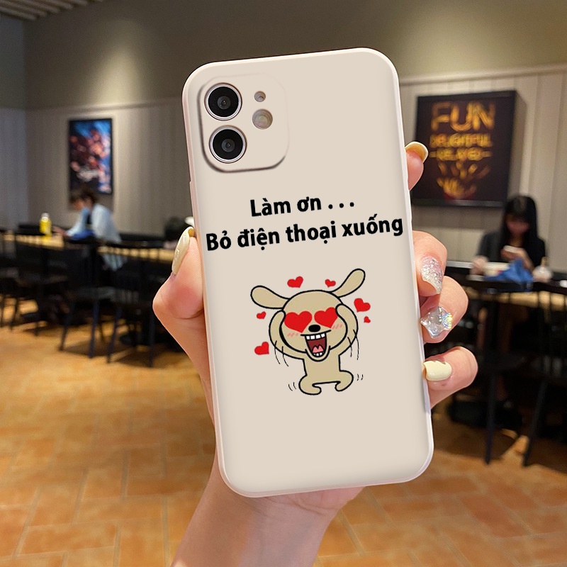 Ốp lưng iphone dẻo vuông cạnh hình "Bỏ Điện thoại tao xuống" siêu bựa đủ mã cho mọi dòng máy 6 7 8 xsmax 11 12 13 14 pro